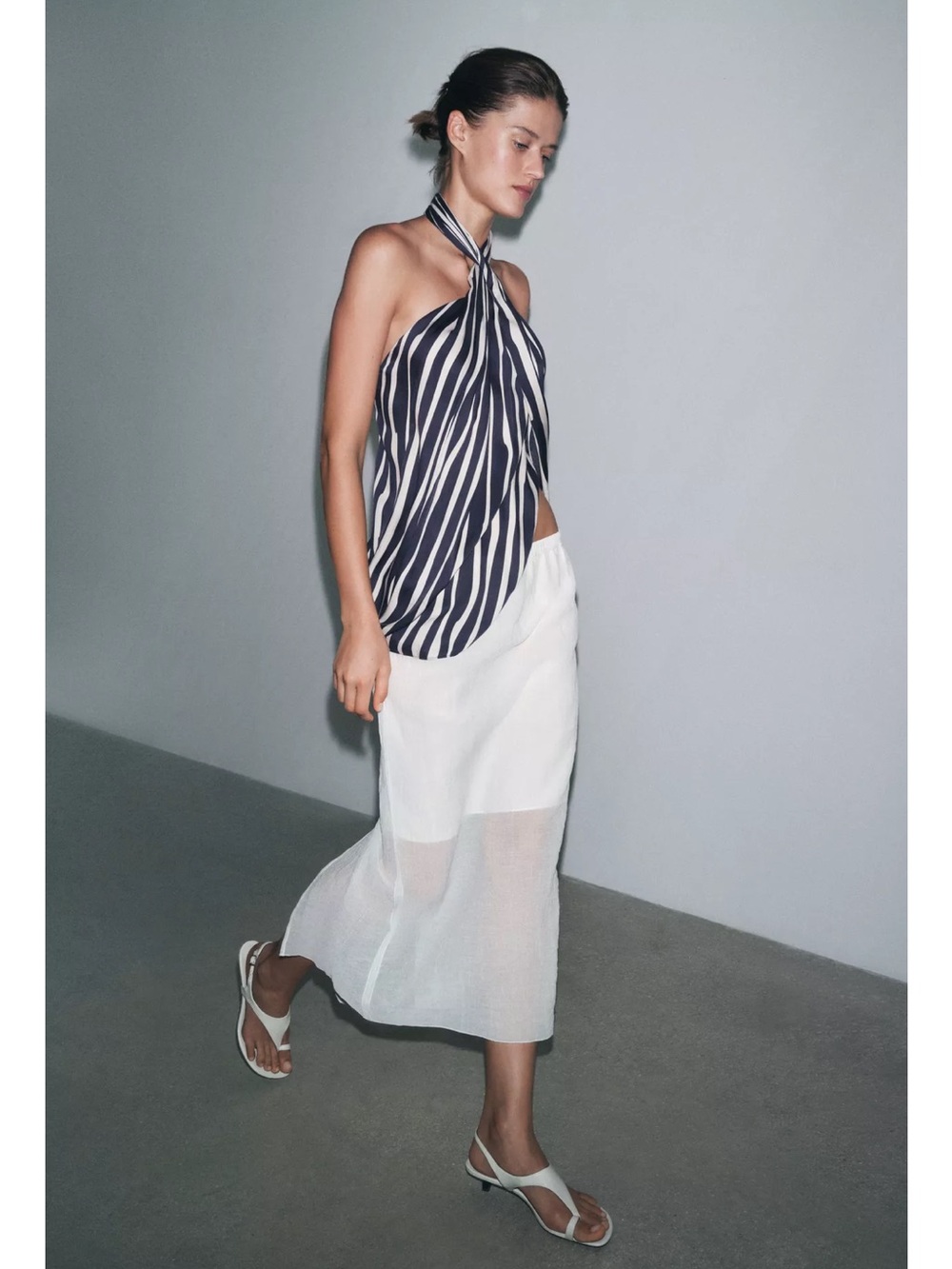 ZARA SEMI-SHEER MIDI SKIRT ZW COLLECTION